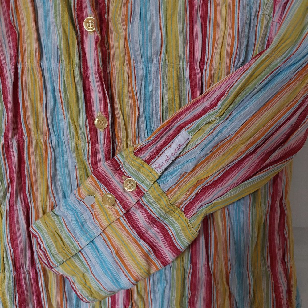 Vintage Point Zero Colorful Stripped Wrinkled Cotton Shirt, Size S - Picture 2 of 7